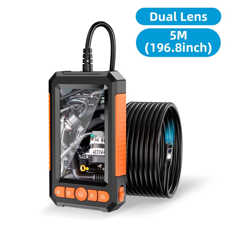 1080P Endoscope Camera with Lights Dual Lens Borescope 16.4FT Cable 4.3″ Screen