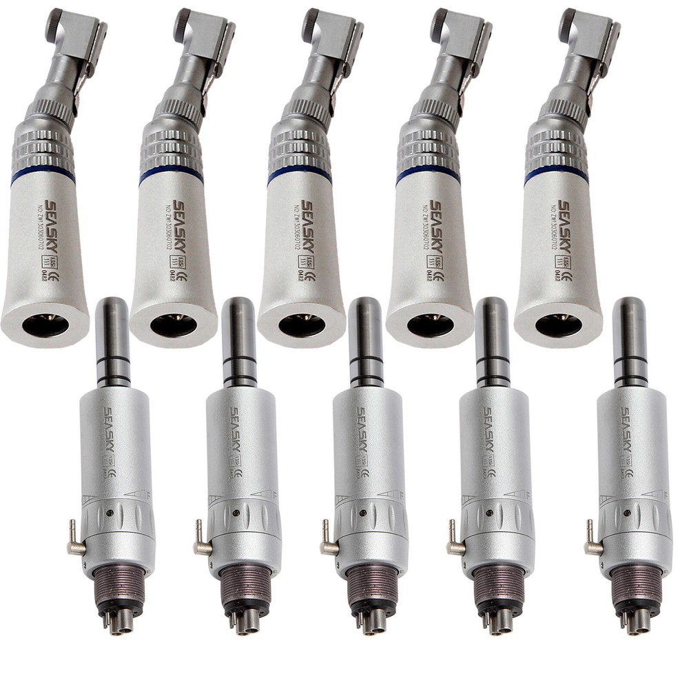 5 NSK Style Dental Slow Low Speed Handpiece Contra Angle + E-type Motor 4Hole HP