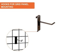 6″ Gridwall Hooks – Black Hooks For Grid Panel Displays – NEW (25)