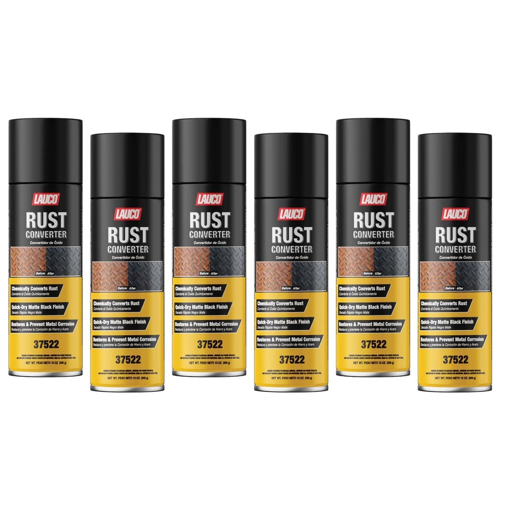 LAUCO Rust Converter Spray 13oz Pack of 6, Fast Dry Rust Remover & Converter