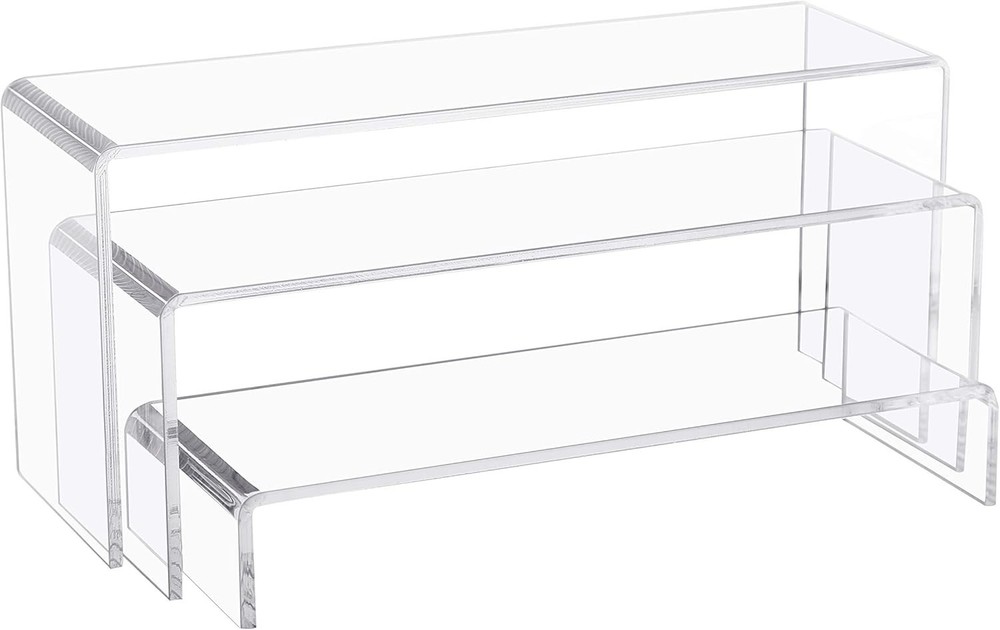 3 PC Large Clear Acrylic Riser Set Acrylic Display Risers Shelf Showcase Fixture