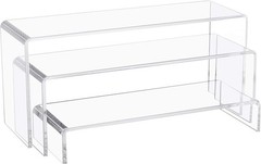 3 PC Large Clear Acrylic Riser Set Acrylic Display Risers Shelf Showcase Fixture
