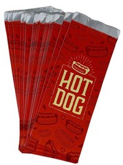 Hot Dog Grease Proof Food Wrapper Bags (100) One Size, Red