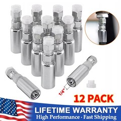 12 PACK 1/4″ Hydraulic Hose End Fittings: 1/4″ I.D. Hose x 1/4″ JIC 37 ° Female