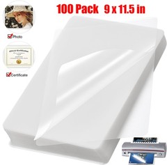Clear Thermal Laminating Pouches, 100-Pack, 9 x 11.5 in, Letter Size, 3 mil