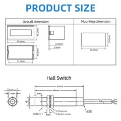AC 110V 220V Digital Led Motor Speed Tachometer RPM 10-9999 Hall Meter Gauge