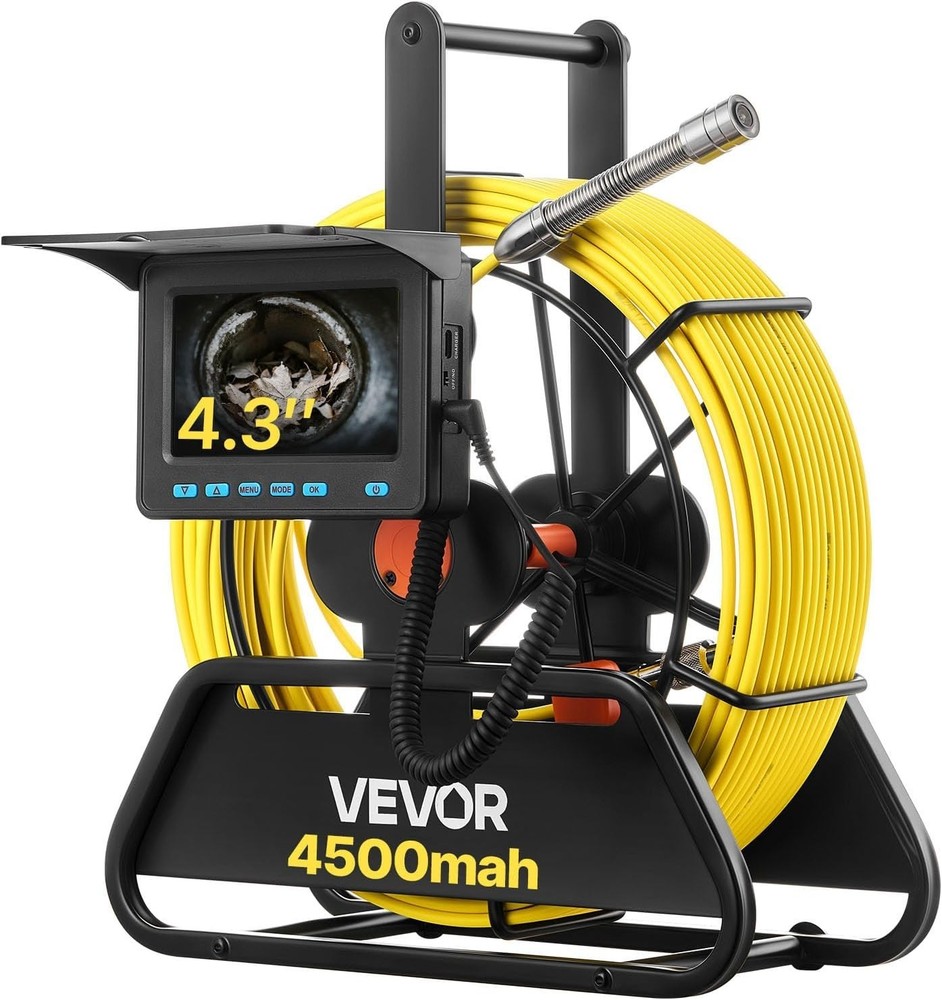 VEVOR Sewer Camera 98ft 4.3-inch Drain Inspection Camera IP68 Waterproof 6 LEDS