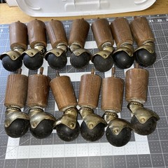 Lot of 13 Vintage Wood Leg Black Rubber Roller Ball Swivel Casters