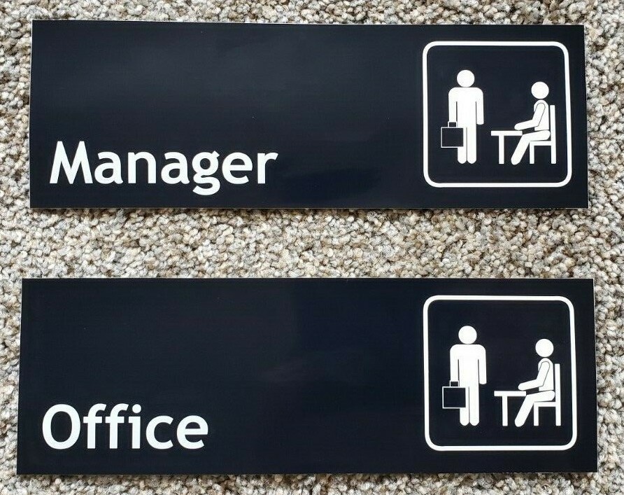 OFFICE or MANAGER Sticker Sign 9×3 inch MADE IN USA *choose one* Door Window