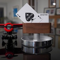 Mid Century Modern Aviation Art Floating Business Card Polished Display Stand