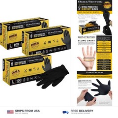 Dura-Gold Heavy Duty Black Nitrile Disposable Gloves, 6 Mil – Latex Free, Pow…