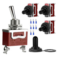 4-Pack Toggle Switches, SPST On/Off 2-Pin, 12V DC 30A Heavy Duty Waterproof Togg
