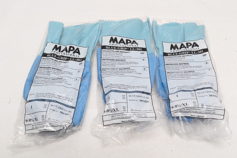 3 Pairs MAPA Professional Glove Blue-Grip LL-301
