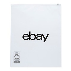 LOT 25 – eBay 12″ x 15″ ZIPPER CLOTHING BAGS – Frosted with Black Logo NEW