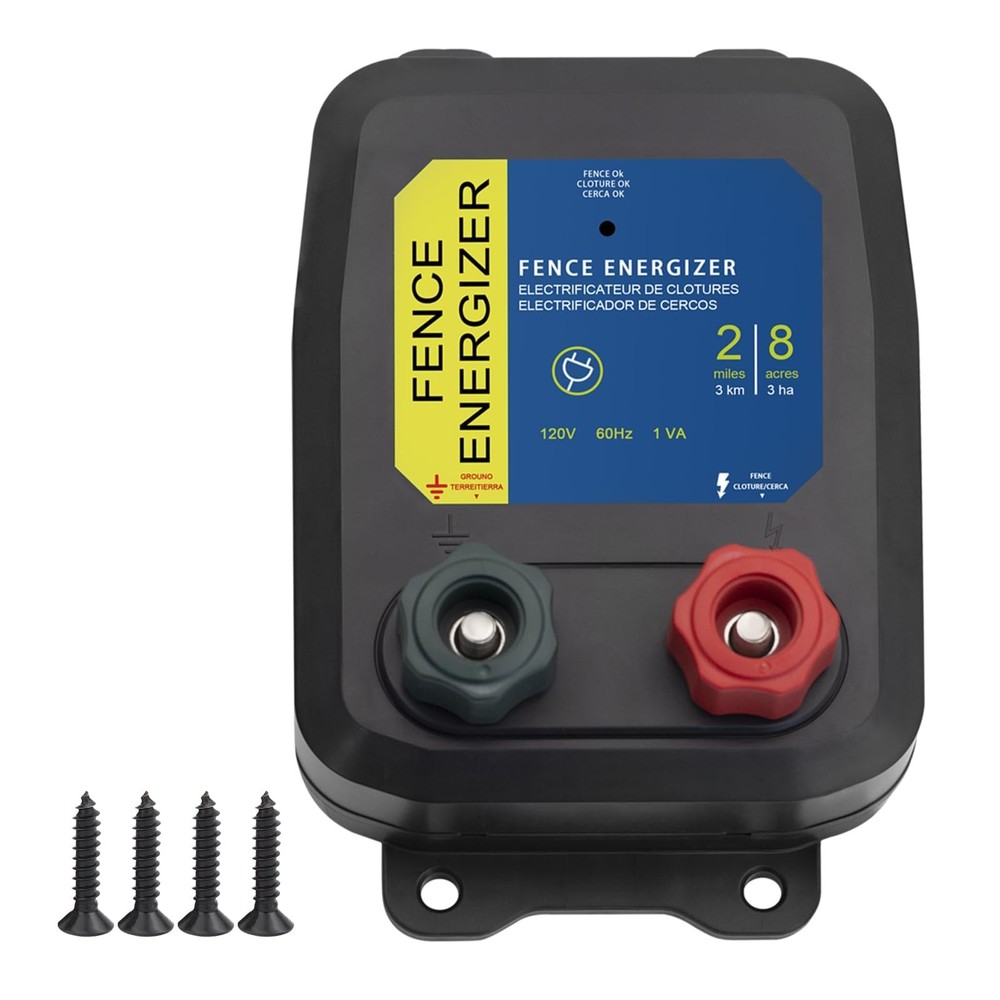 Electric Fence Charger PE2 – 0.10 Joule, 2-Mile/ 8 Acres Plug in Electric Fen…