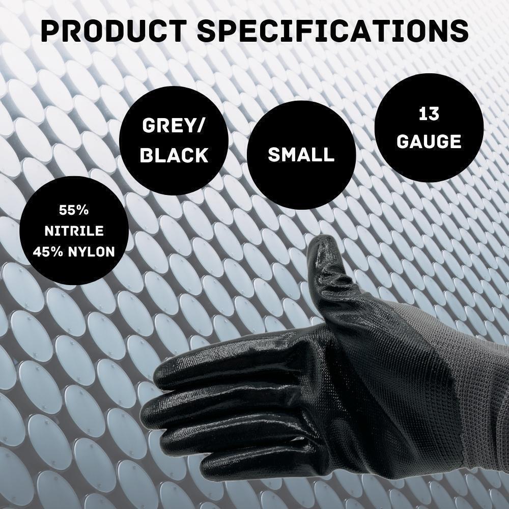 Nitrile Coated Dipped Safety Hand Gloves, Cut Resistant, Grey, Size: S – 2XL