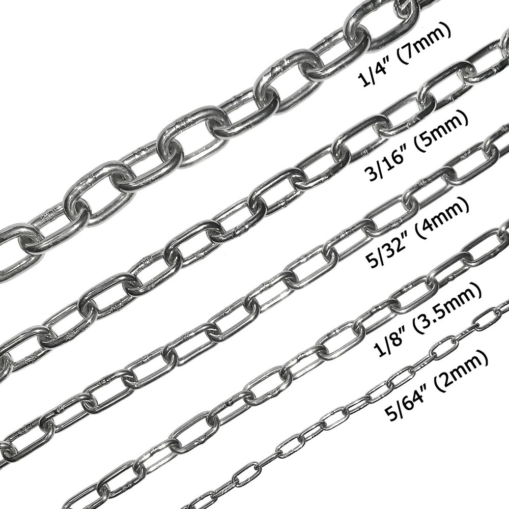 Stainless Steel 316 Chain 5/64″ 1/8″ 5/32″ 3/16″ 1/4″ Medium Link by the foot