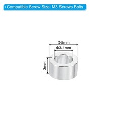 PATIKIL M3 Aluminum Spacers, 10 Pcs Metal Spacer Aluminum 3.1mm ID x 5mm OD x…