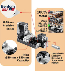 All-Metal Mini Lathe Machine, 36W 20,000RPM Precision Lathe with 0.02Mm Molded S