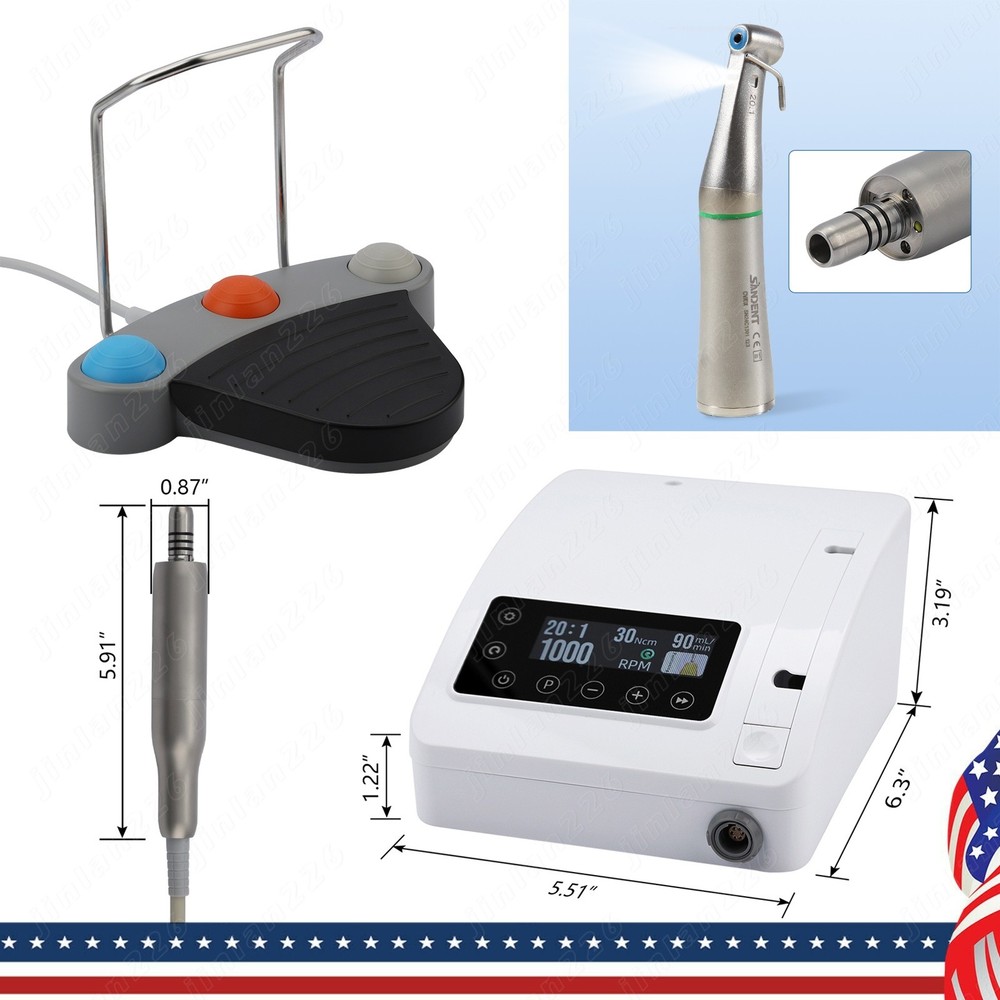 Mini Dental Brushless Implant Motor System 20:1 LED Contra Angle Handpiece