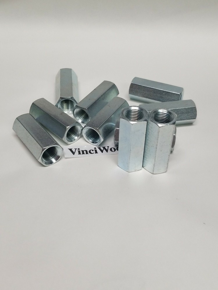 1/2-20 ×1-3/4″ Heavy Hex Coupling Nut 1-3/4″ long x 11/16″ (5 pack) Zinc.