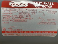 Dayton 6K083 Split-Phase Motor 1/3 Hp, 56Z Frame, 115V AC Voltage NEW, OLD STOCK