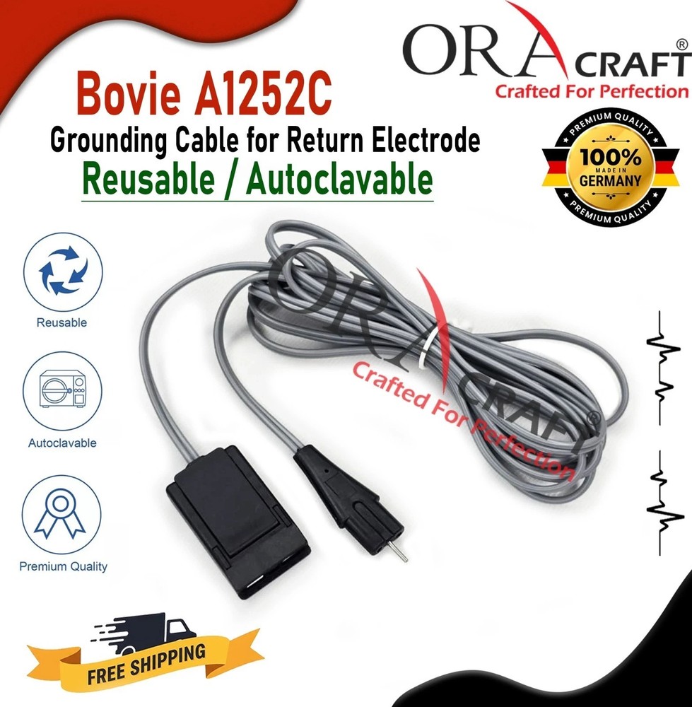 Bovie A1252C Grounding Plate Return Electrode Cord Reusable / Autoclavable