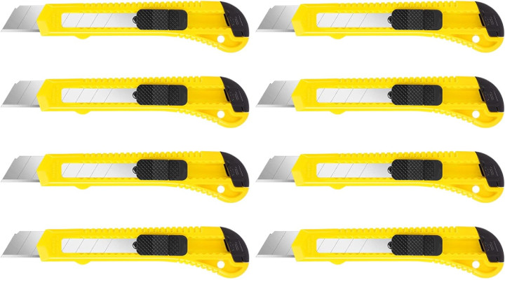 8 Safety Box Cutter Utility Knife Tool Retractable Snap Off Razor Blade YELLOW