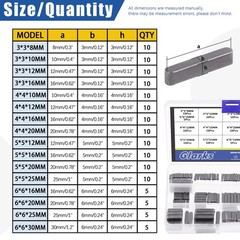 Glarks 140Pcs 16 Sizes Key Stock Keystock Assortment Kit, 8mm 10mm 12mm 16mm …