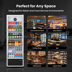 Yeego Commercial Upright Refrigerator Merchandiser Beverage Display Cooler White