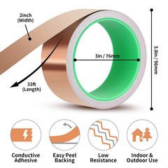 Kirecoo Copper Tape, Foil Tape (2inch X 33 FT) 2inch X 33 FT, Brown