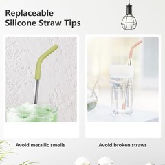 12 Pcs Silicone Straw Tips with Bottom 8-10mm (0.3-0.4 inches), colourful