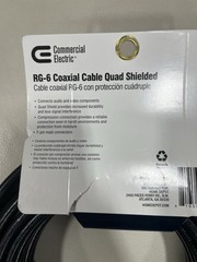 Commercial Electric Y304189 50 ft. RG-6 Quad Shielded Coaxial Cable, Black