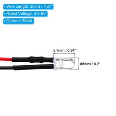 5mm LED Diode Light, 40 Pcs 4.5-6V DC, Warm White Light