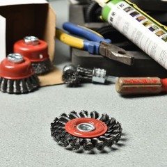 AAIN 4″ Twist Knotted Wire Cup Wheel Brush for Grinders, 5/8″-11 Threaded Arbor