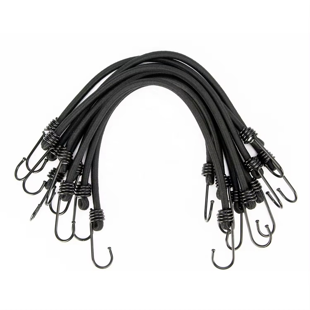 8mm HEAVY DUTY BLACK MARINE GRADE BUNGEE CORD Tarp Tie Down Strap 12-20-30-40″