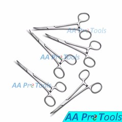 AA Pro: Set 5 Kelly Forceps Curved Veterinary Surgical Locking Tweezers Pliers