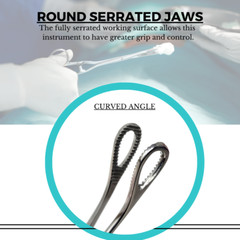 Sponge Forceps Curved 7″ Stainless Steel Tool for ENT Procedures Serrated Tips