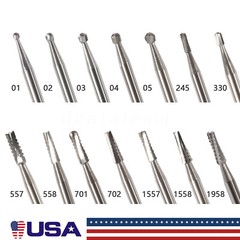 10-100 Pcs Dental Handpiece Carbide Burs FG 1 2 3 4 5 557 558 1957 1958 330 245