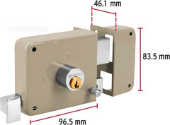 Truper 43583 / CS-70DB – Right Rim, Deadbolt Rim Door Lock Set, Standard Gray