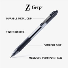 Zebra Pen Z-Grip Retractable Ballpoint Pen, 1 Count (Pack of 7), Black C