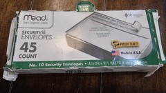 Mead No.10 Envelopes Security Press-it Seal-it 4-1/8 X 9-1/2 White 45 Per