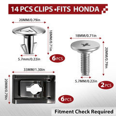 14PCS Engine Splash Shield/Skid Plate Screws, Bolts & Clips for Honda Accord 201