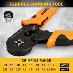1188-Piece Ferrule Crimping & Stripping Tool Kit, AWG 23-7 0.25-10 mm² Ferrul…