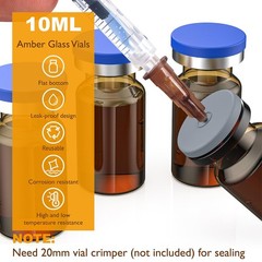 10ml Glass Vials 100Pack Amber Glass Headspace Vials with Plastic-Aluminum Flip