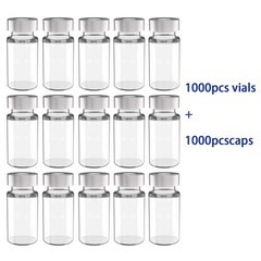 100/500/1000PCS 10ml Glass Vials Sample Vials w/20mm Crimp Top Clear Flat Bottom