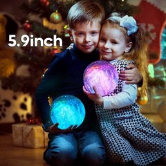 BRIGHTWORLD Moon Lamp Galaxy Lamp 5.9 inch 16 Colors LED 3D Moon Light, Remote &