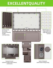 200W LED Parking Lot Light with Photocell 30000LM Commercial Shoebox Pole Lights