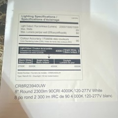 Lightolier CR8R23940UW Commercial Retrofit LED Downlight 8in Round 4000K White