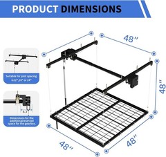 Ceiling Mounted Storage Rack Lift 4×4 Platform, Manual Crank, Adjustable Height